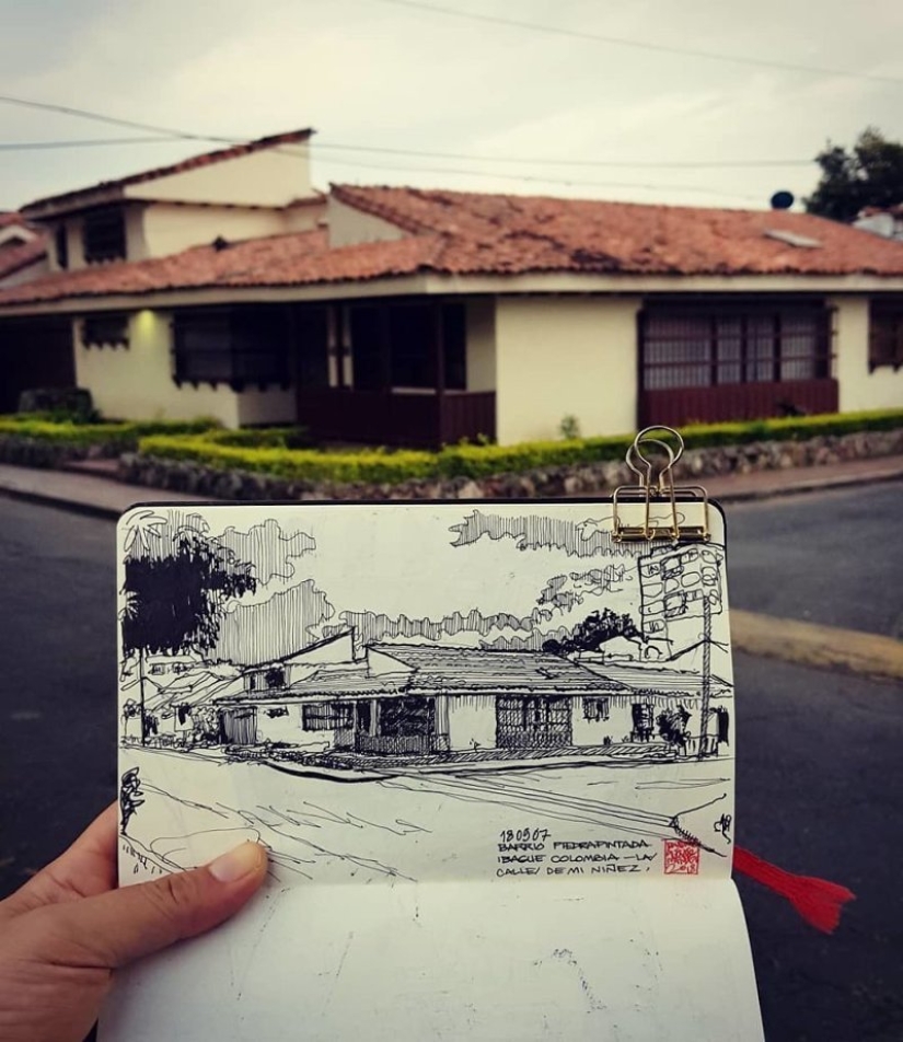 La realidad es transferida al papel: la increíble bocetos del arquitecto desde Colombia