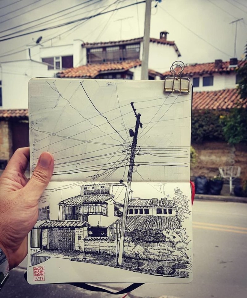 La realidad es transferida al papel: la increíble bocetos del arquitecto desde Colombia