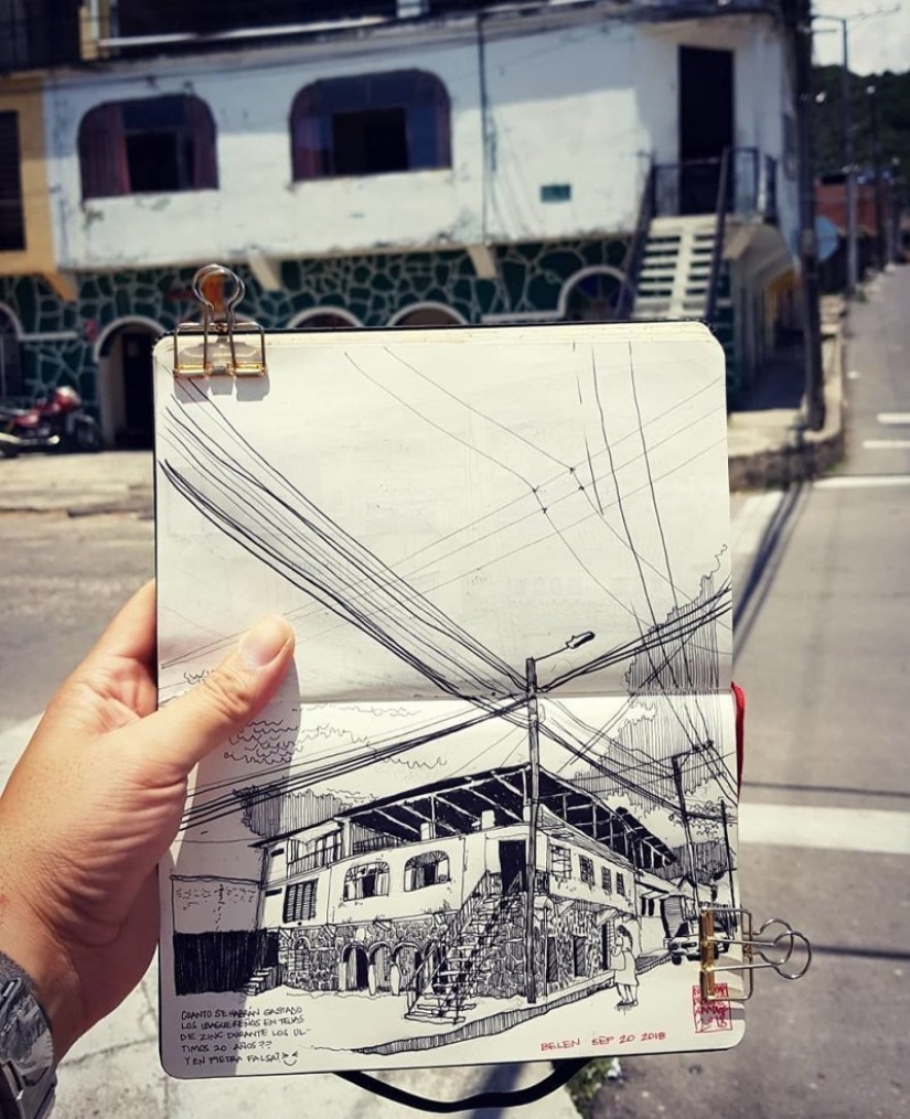 La realidad es transferida al papel: la increíble bocetos del arquitecto desde Colombia
