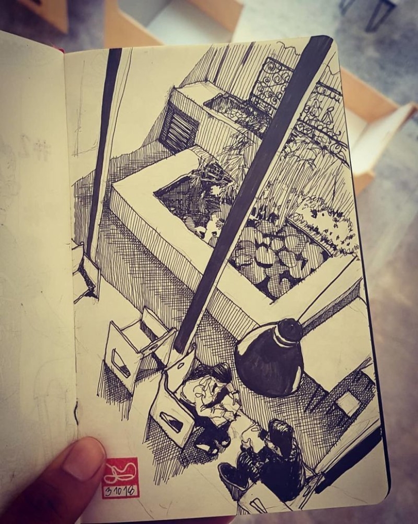 La realidad es transferida al papel: la increíble bocetos del arquitecto desde Colombia