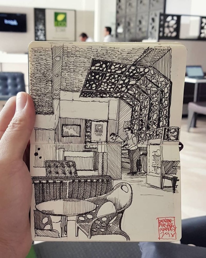 La realidad es transferida al papel: la increíble bocetos del arquitecto desde Colombia