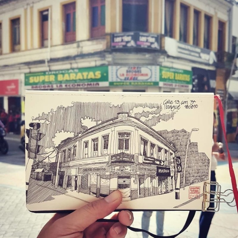 La realidad es transferida al papel: la increíble bocetos del arquitecto desde Colombia