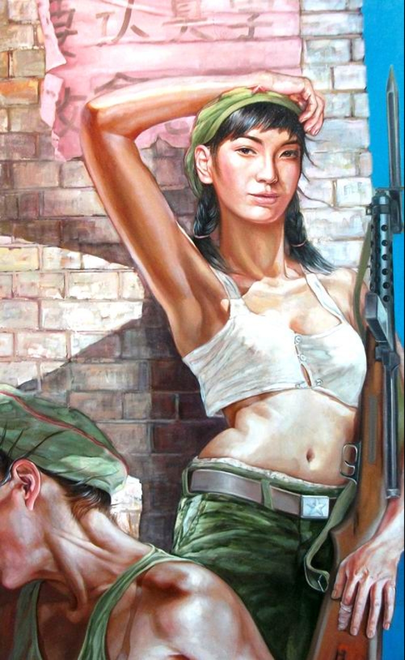 Las niñas en el ejército: la pintura de Hu Ming
