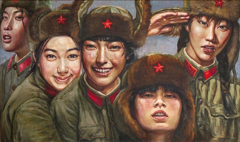 Las niñas en el ejército: la pintura de Hu Ming