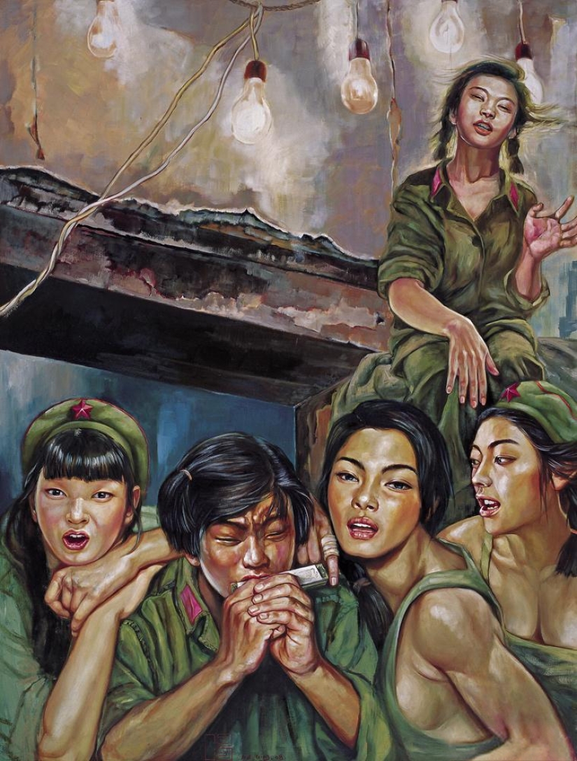 Las niñas en el ejército: la pintura de Hu Ming