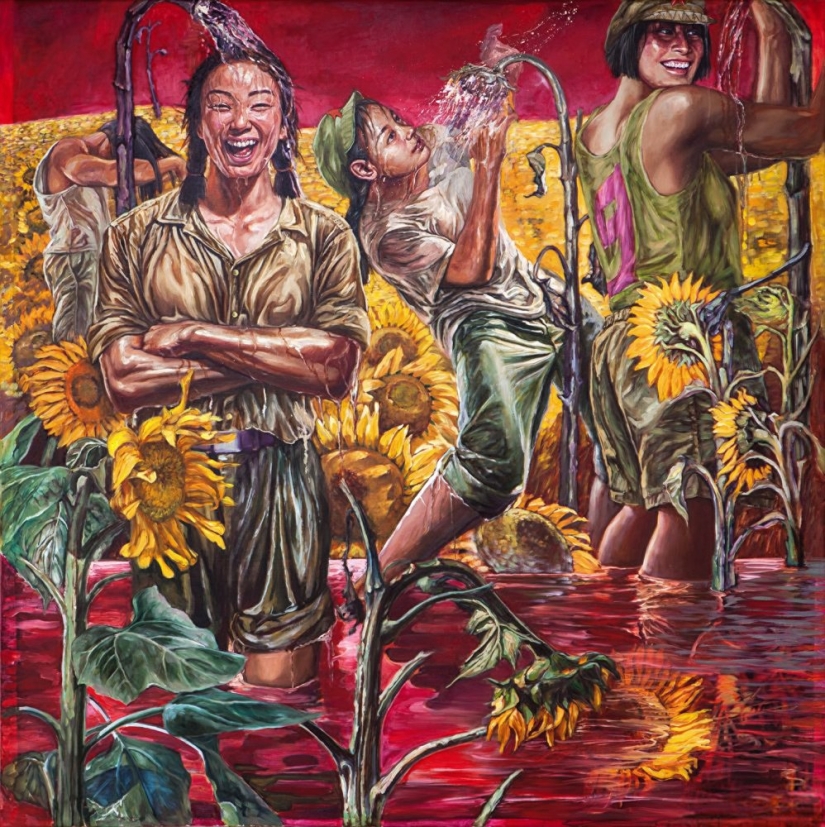 Las niñas en el ejército: la pintura de Hu Ming