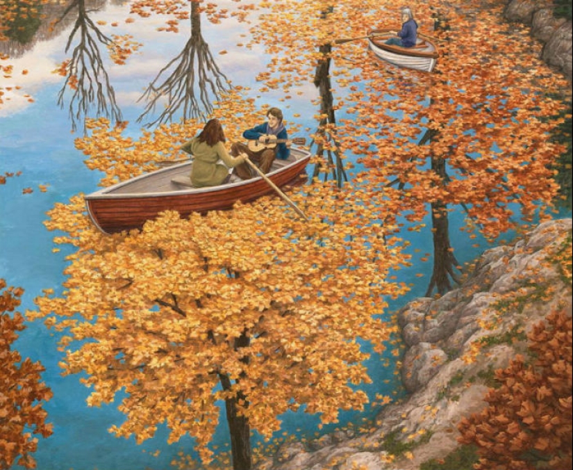 Las pinturas del artista canadiense cambian dependiendo del ángulo
