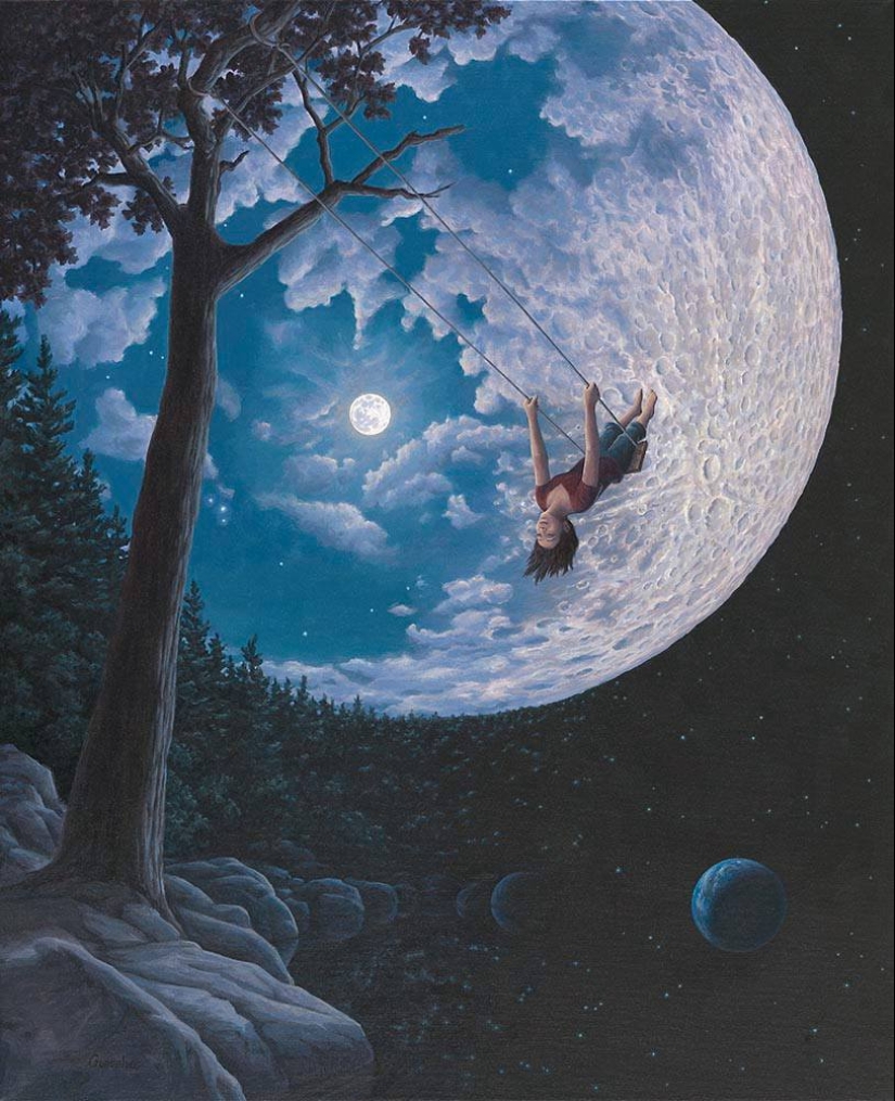 Las pinturas del artista canadiense cambian dependiendo del ángulo