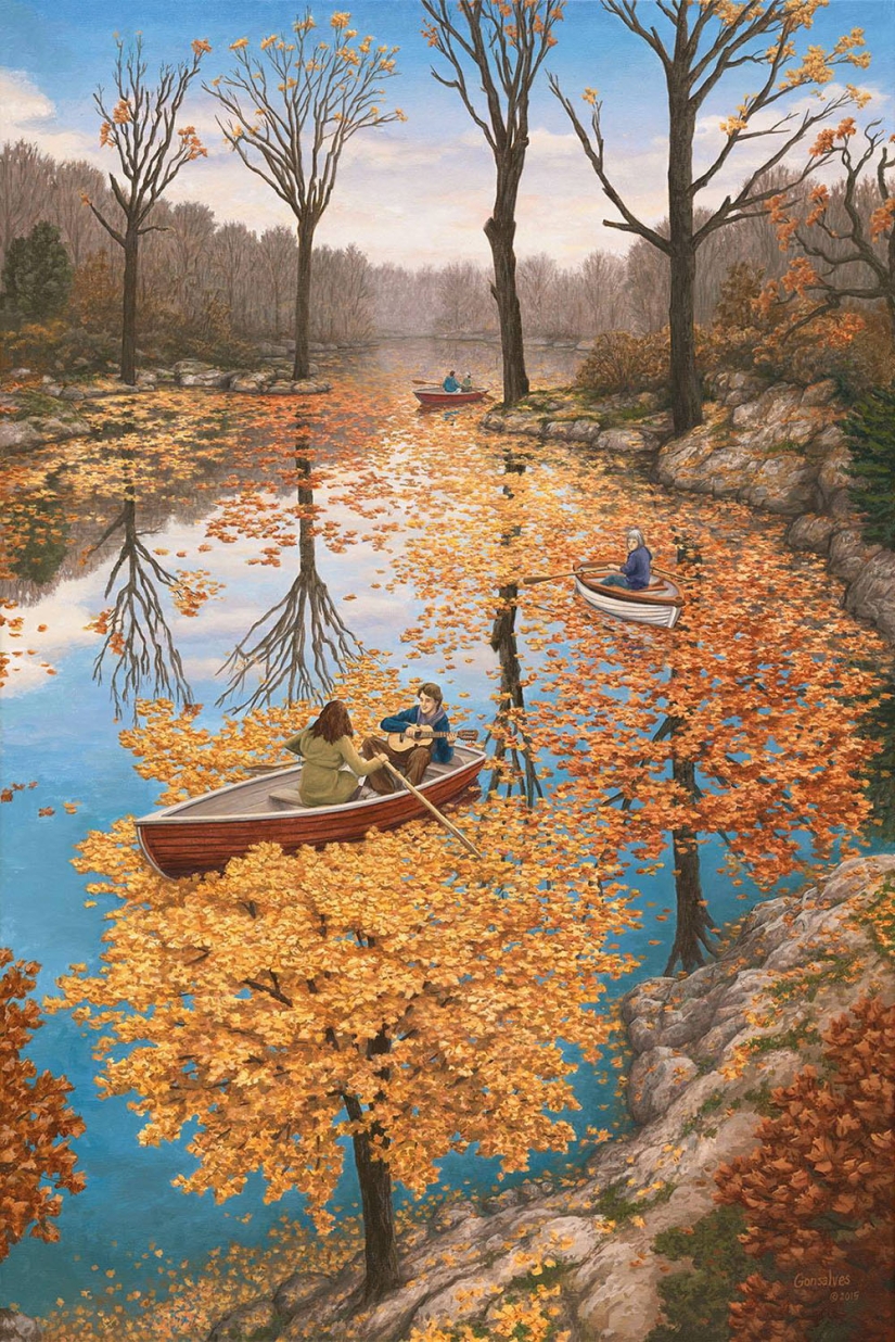 Las pinturas del artista canadiense cambian dependiendo del ángulo