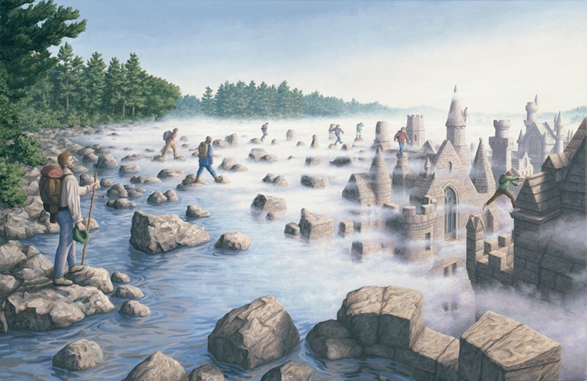 Las pinturas del artista canadiense cambian dependiendo del ángulo