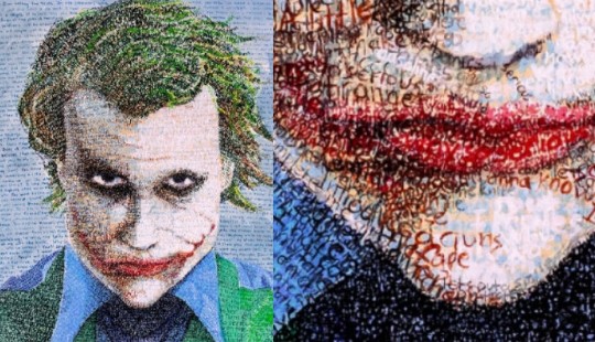 Look a little more closely: the artist paints using thousands of letters