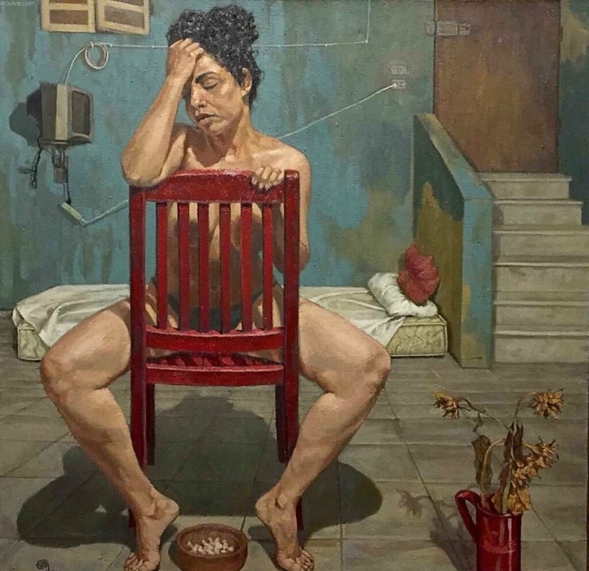 Los destinos de las mujeres en las pinturas del artista egipcio Walid Ebeid