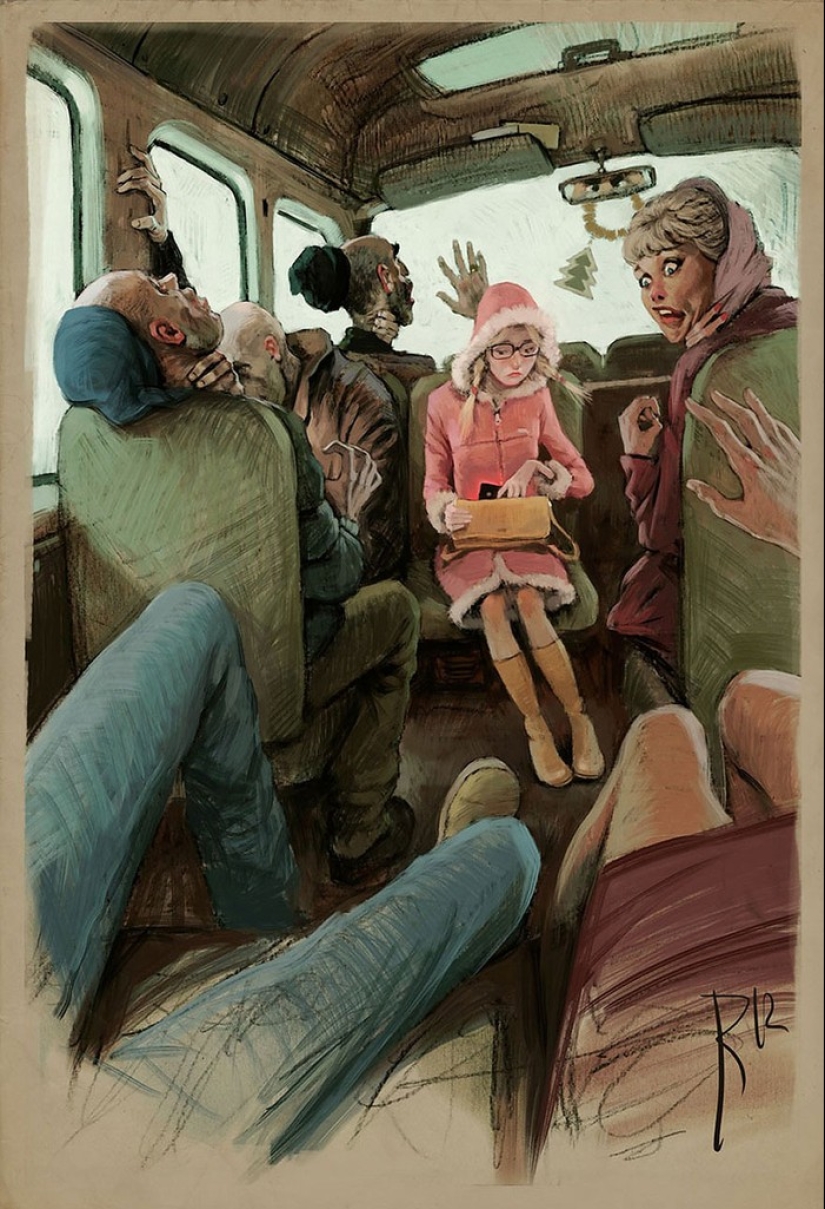 Los dibujos no infantiles de este artista ruso son muy ambiguos