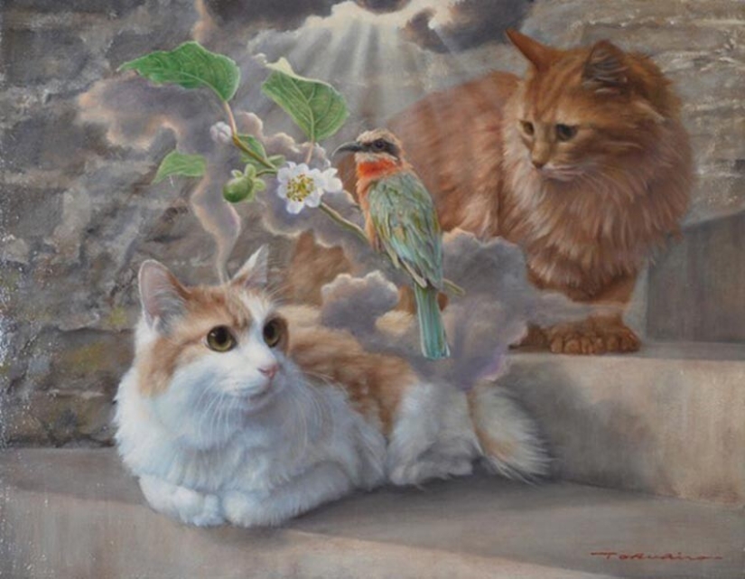Los gatos son los reyes en la obra de un talentoso artista Japonés, el maestro tokujiro kawaii Los gatos son los reyes en la obra de un talentoso artista Japonés, el maestro tokujiro kawaii
