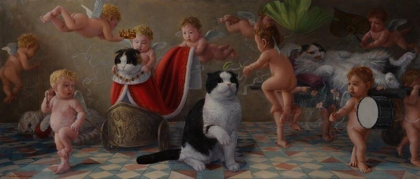 Los gatos son los reyes en la obra de un talentoso artista Japonés, el maestro tokujiro kawaii Los gatos son los reyes en la obra de un talentoso artista Japonés, el maestro tokujiro kawaii