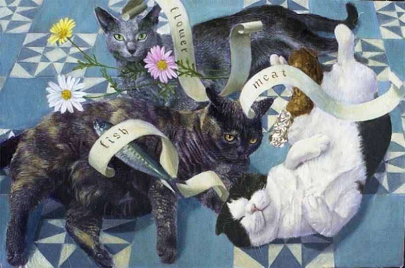 Los gatos son los reyes en la obra de un talentoso artista Japonés, el maestro tokujiro kawaii Los gatos son los reyes en la obra de un talentoso artista Japonés, el maestro tokujiro kawaii