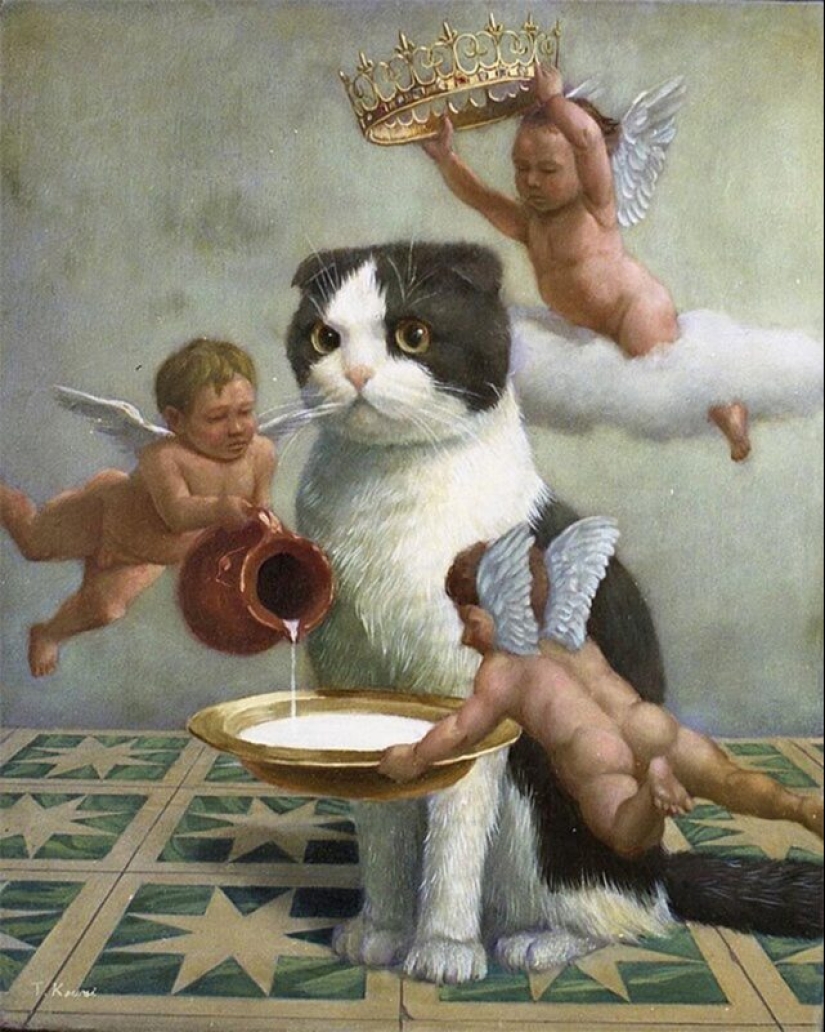 Los gatos son los reyes en la obra de un talentoso artista Japonés, el maestro tokujiro kawaii Los gatos son los reyes en la obra de un talentoso artista Japonés, el maestro tokujiro kawaii