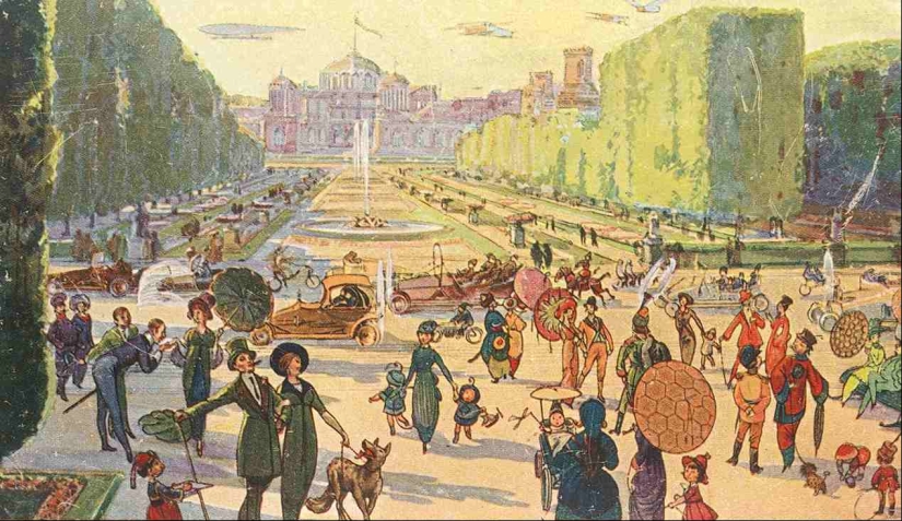 "Los Sbitenschiki se escabullen en trineos aéreos": Moscú de los siglos 22-23 en postales de 1914 "Los Sbitenschiki se escabullen en trineos aéreos": Moscú de los siglos 22-23 en postales de 1914