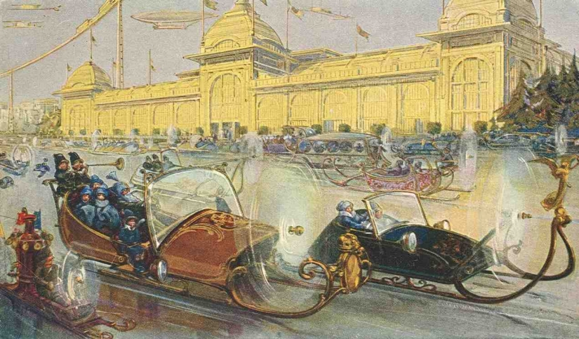 "Los Sbitenschiki se escabullen en trineos aéreos": Moscú de los siglos 22-23 en postales de 1914 "Los Sbitenschiki se escabullen en trineos aéreos": Moscú de los siglos 22-23 en postales de 1914