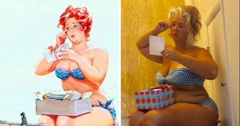 Luxurious Hilda in a modern interpretation: a woman recreated the images of the famous pin-up BBW from the 50s