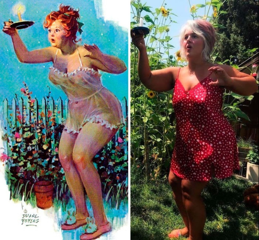 Luxurious Hilda in a modern interpretation: a woman recreated the images of the famous pin-up BBW from the 50s