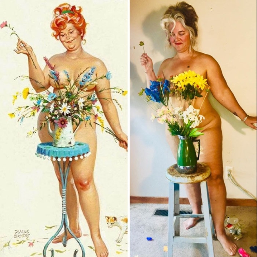 Luxurious Hilda in a modern interpretation: a woman recreated the images of the famous pin-up BBW from the 50s