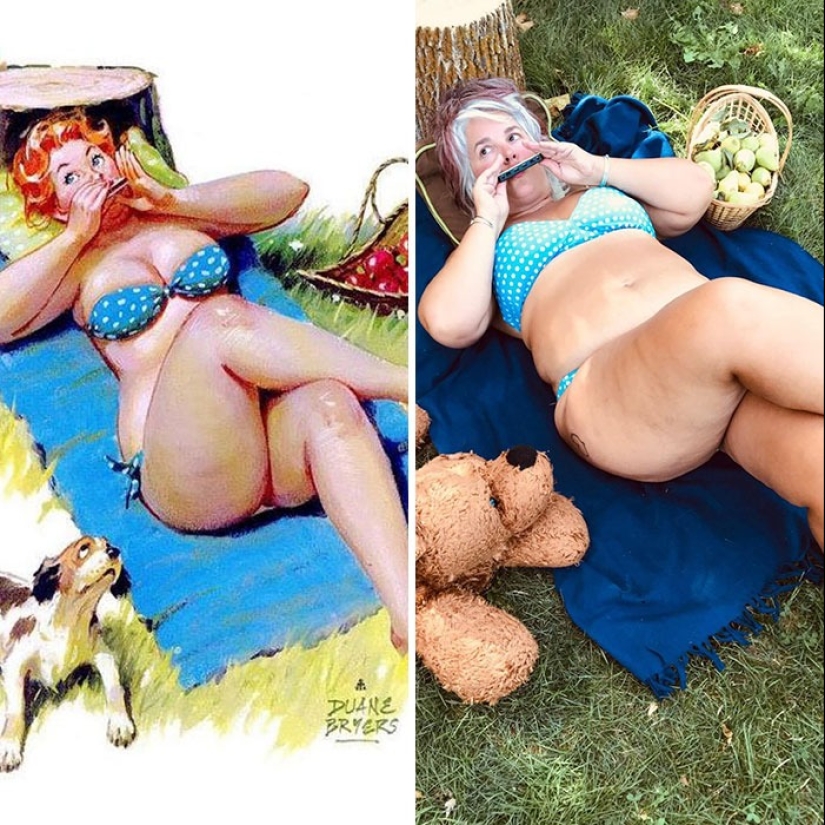 Luxurious Hilda in a modern interpretation: a woman recreated the images of the famous pin-up BBW from the 50s