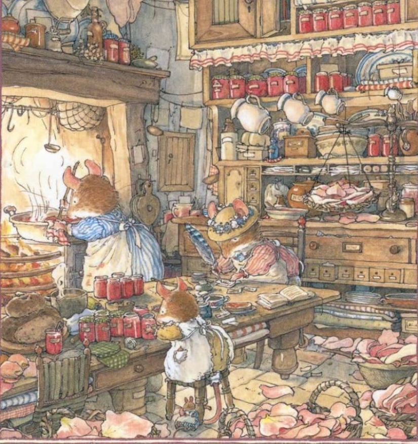 Master cozy illustration of Jill Barklem and her cute mouse tale