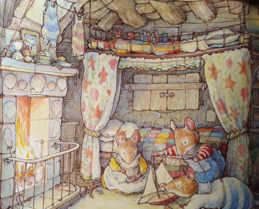 Master cozy illustration of Jill Barklem and her cute mouse tale