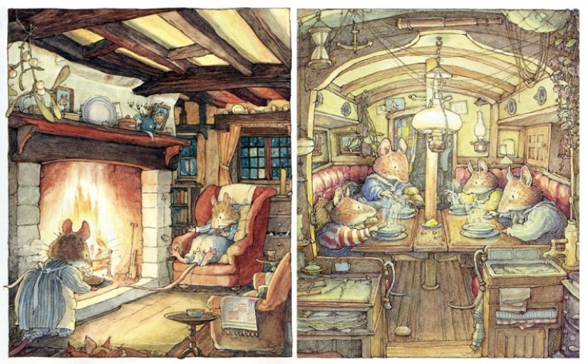 Master cozy illustration of Jill Barklem and her cute mouse tale