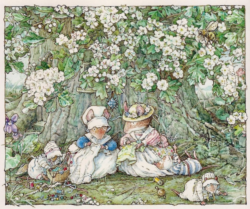 Master cozy illustration of Jill Barklem and her cute mouse tale
