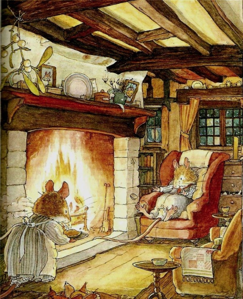 Master cozy illustration of Jill Barklem and her cute mouse tale