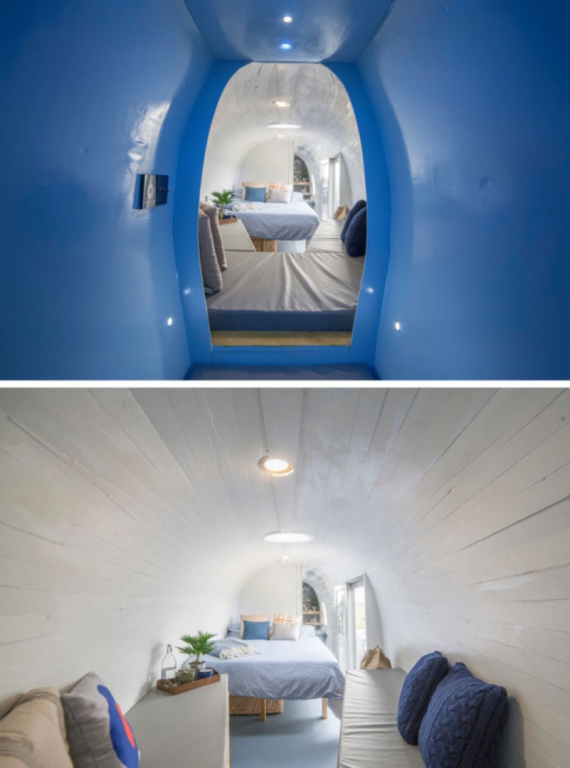 Military helicopter converted into hotel room
