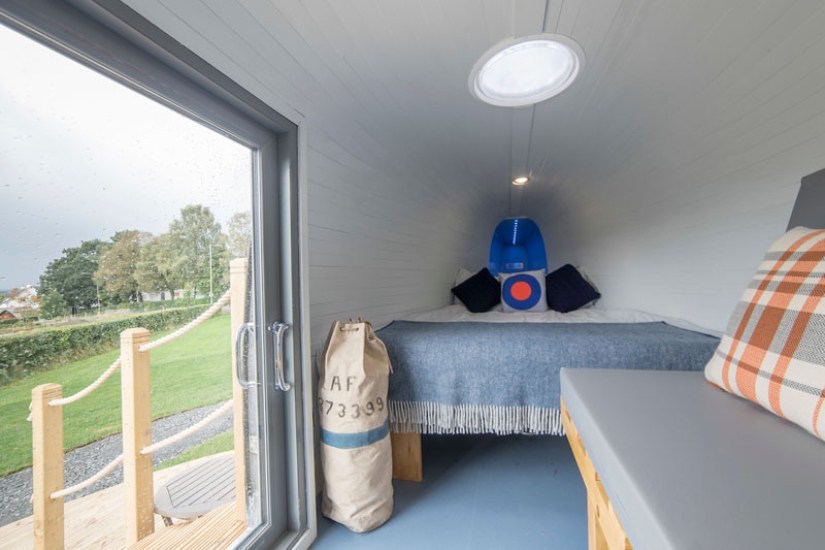 Military helicopter converted into hotel room