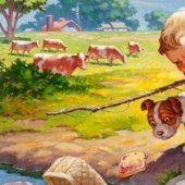 Mischievous toddlers by illustrator Raymond James Stewart Mischievous toddlers by illustrator Raymond James Stewart