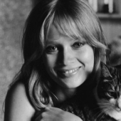 Model Celia Hammond and her cats Model Celia Hammond and her cats