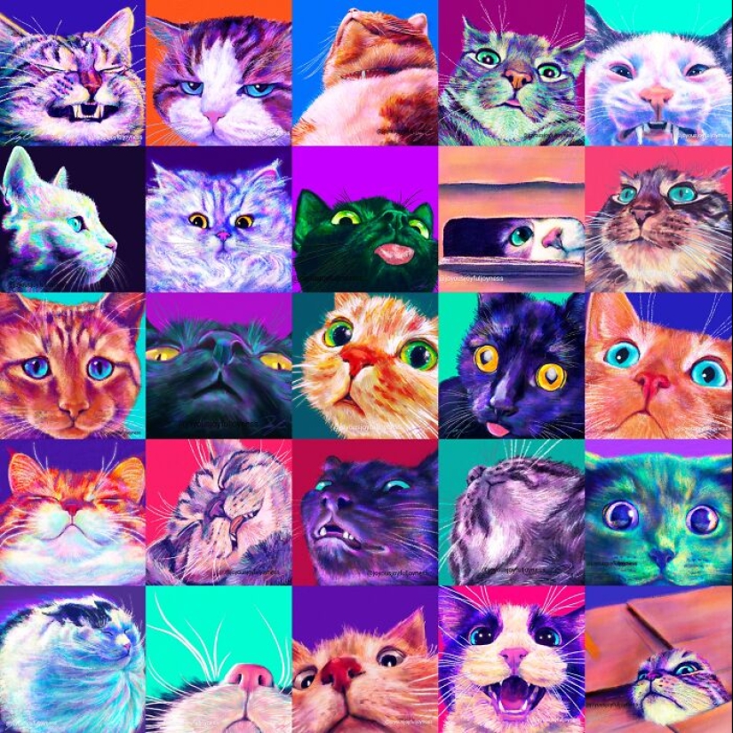 My 20 Whimsical Paintings Of Cats In Their Funniest Poses