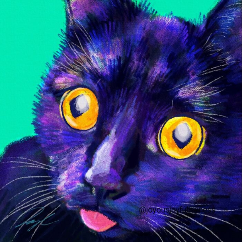 My 20 Whimsical Paintings Of Cats In Their Funniest Poses