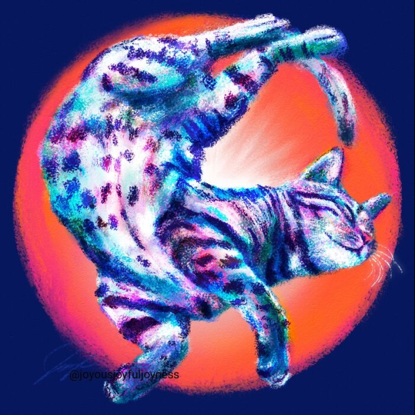 My 20 Whimsical Paintings Of Cats In Their Funniest Poses