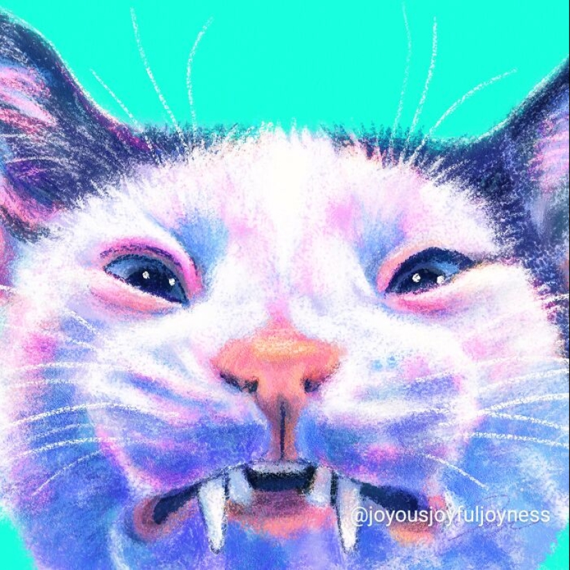 My 20 Whimsical Paintings Of Cats In Their Funniest Poses