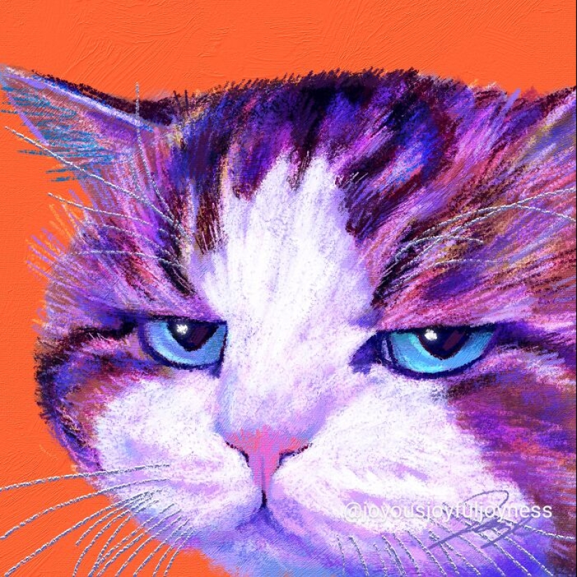 My 20 Whimsical Paintings Of Cats In Their Funniest Poses