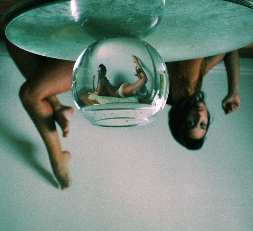 Naked Dana, filmed through an aquarium
