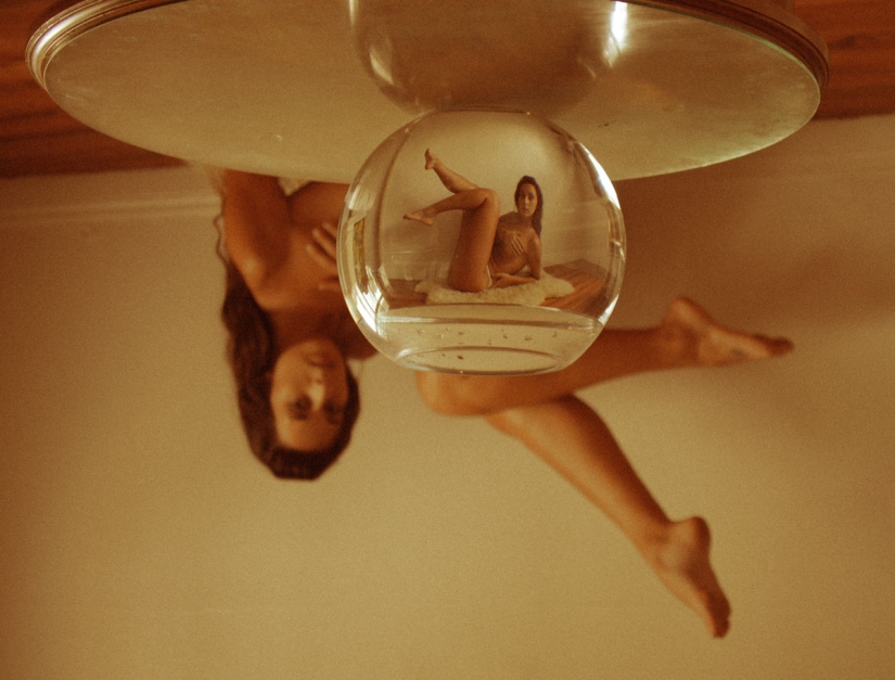 Naked Dana, filmed through an aquarium