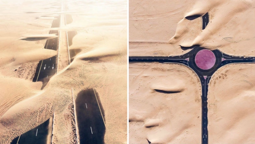 Nature versus people: the photographer filmed from the drone, as the desert devours Dubai and Abu Dhabi