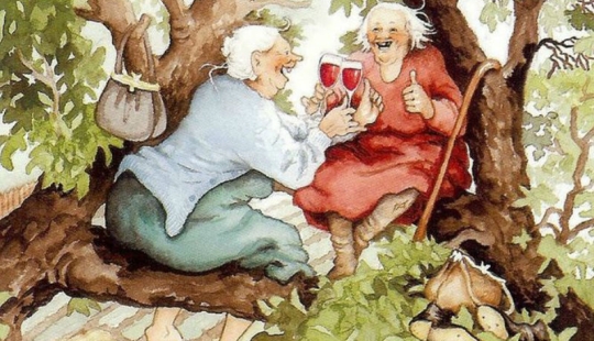 Naughty old ladies: a series of postcards with cheerful friends Naughty old ladies: a series of postcards with cheerful friends