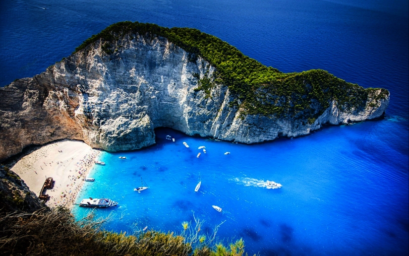 Navaio Bay is a protected beach on the Greek island of Zakynthos Navaio Bay is a protected beach on the Greek island of Zakynthos