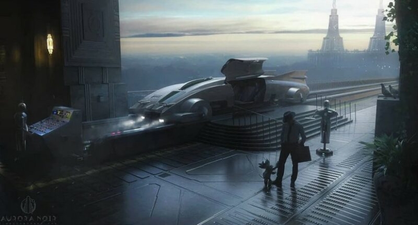 Noir cyberpunk en las pinturas de Tim Razumovsky