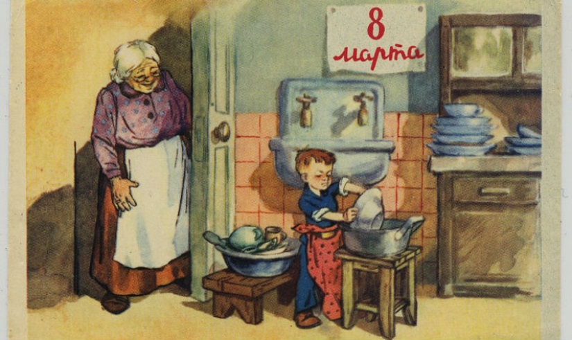 Old postcard for March 8