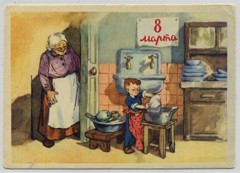 Old postcard for March 8