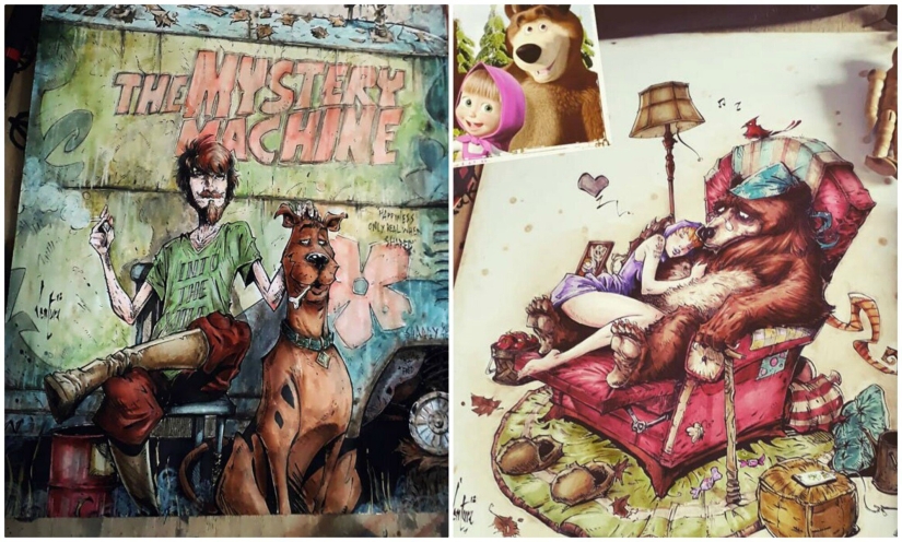 On the dark side: Marcelo Ventura and his drawings of the characters of pop culture in a dark comic style